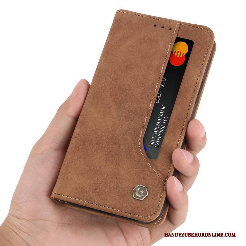 Hülle iPhone 12 Mini Retro Handyhüllen Khaki, Case iPhone 12 Mini Mode Einfach Karte