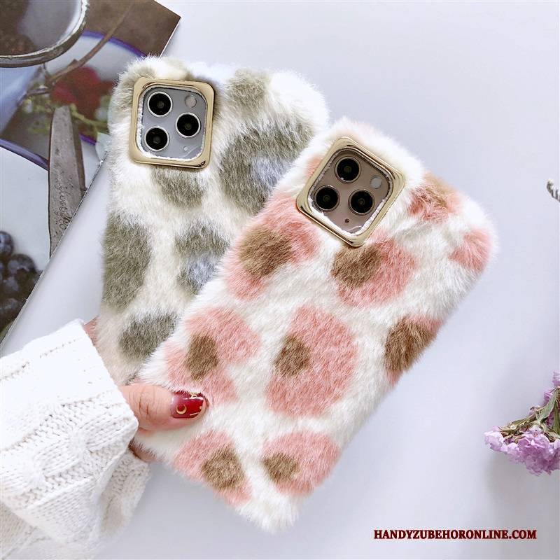 Hülle iPhone 12 Pro Max Plüsch Anti-sturz, Case iPhone 12 Pro Max Handyhüllen Leopard