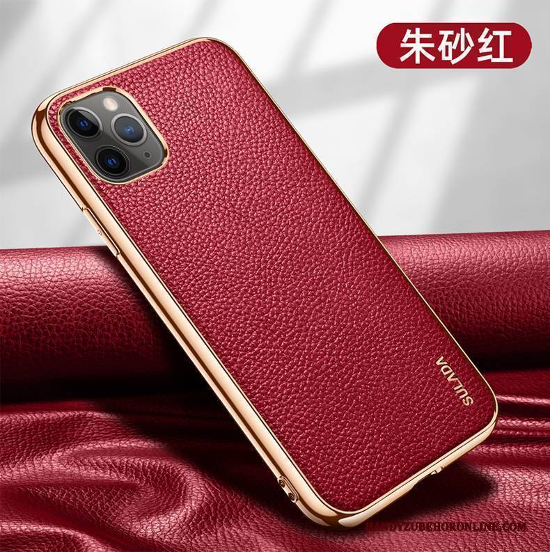 Hülle iPhone 12 Pro Schutz Anti-sturz Neu, Case iPhone 12 Pro Leder Rot Schlank