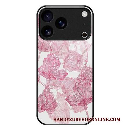 Hülle iPhone 17 Pro Max Rosa Sicherheitsglas Mit Blumenmuster