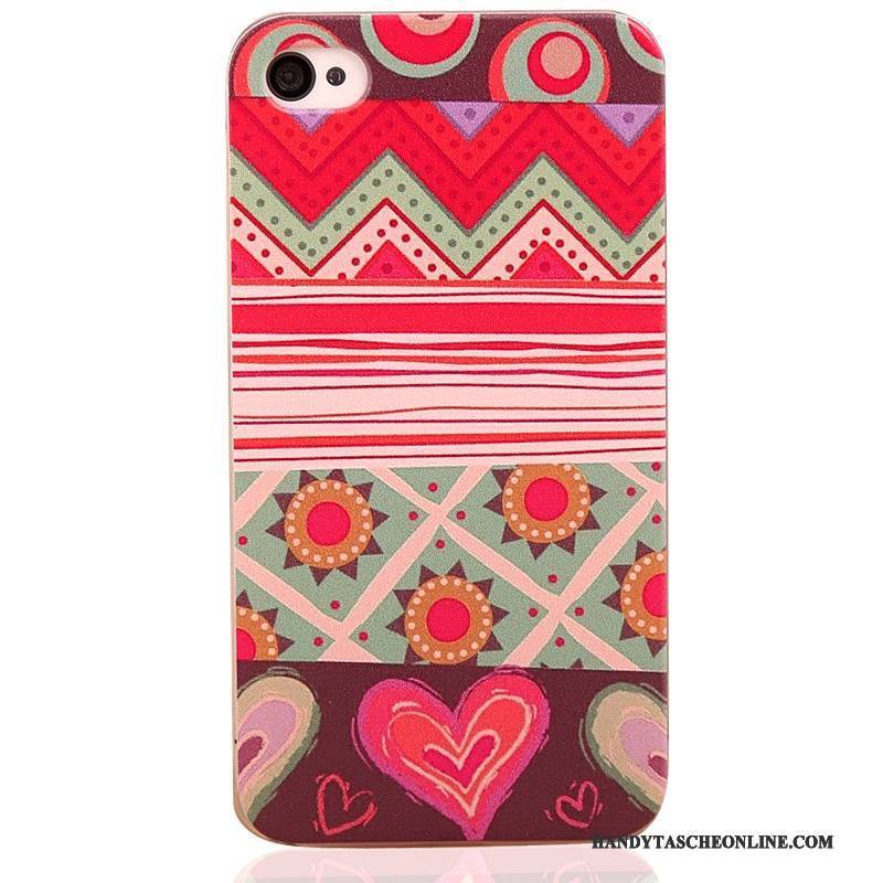 Hülle iPhone 4/4s Gemalt Rot Schwer, Case iPhone 4/4s Schutz Nubuck Handyhüllen