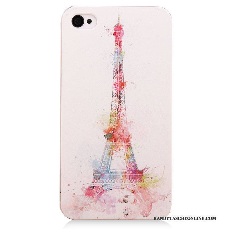 Hülle iPhone 4/4s Schutz Dünne Weinrot, Case iPhone 4/4s Karikatur Nette Weiß