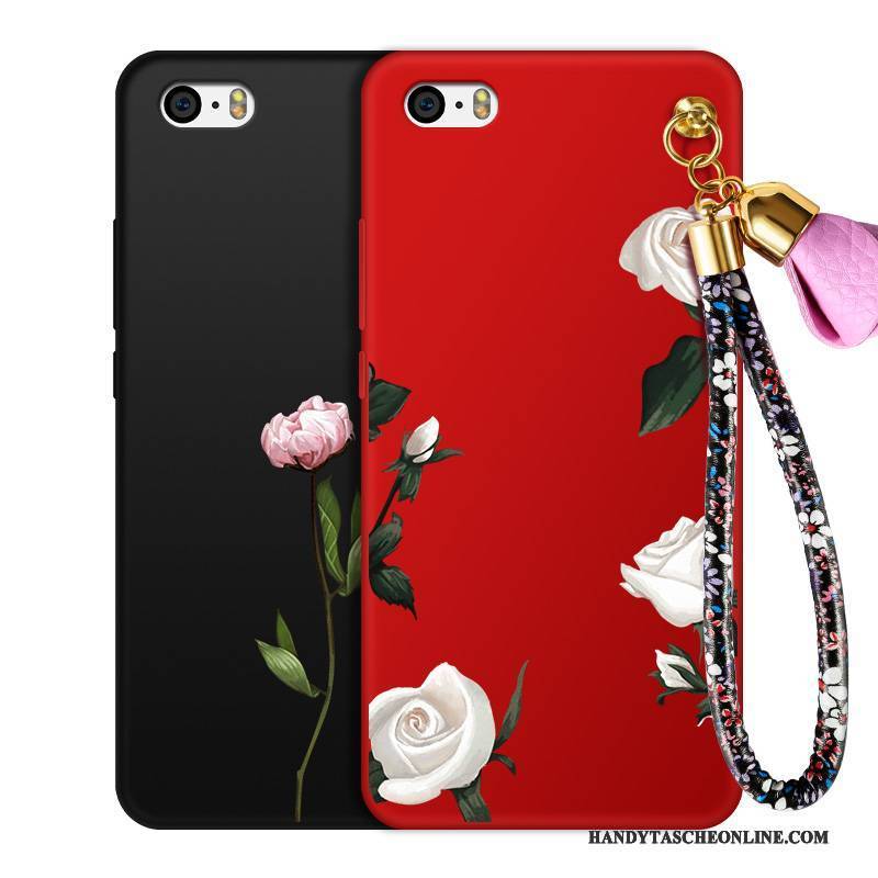 Hülle iPhone 4/4s Taschen Hängende Verzierungen Handyhüllen, Case iPhone 4/4s Silikon Schwarz Rot