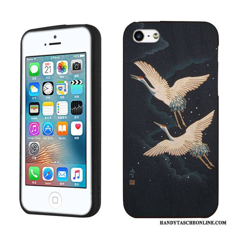 Hülle iPhone 5/5s Schutz Schwarz Kunst, Case iPhone 5/5s Retro Persönlichkeit Handyhüllen