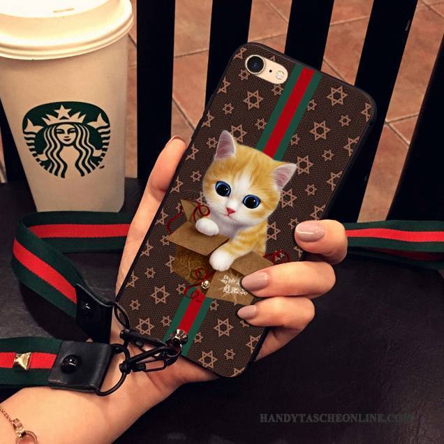 Hülle iPhone 6/6s Plus Karikatur Hängende Verzierungen Katzen, Case iPhone 6/6s Plus Silikon Nette Gelb