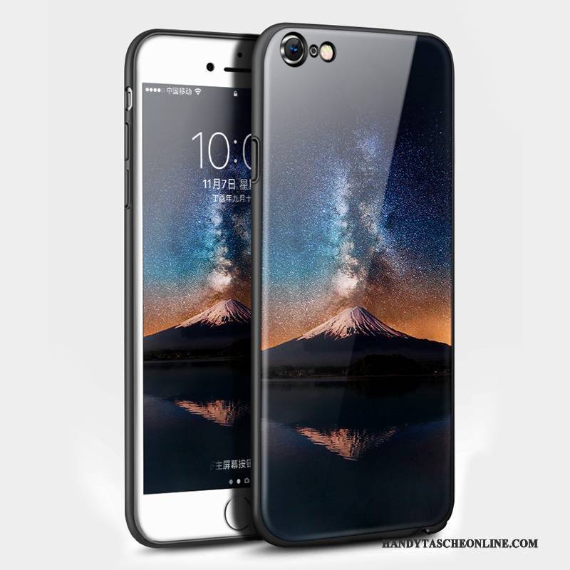 Hülle iPhone 6/6s Plus Kreativ Handyhüllen Trendmarke, Case iPhone 6/6s Plus Taschen Schwarz Glas