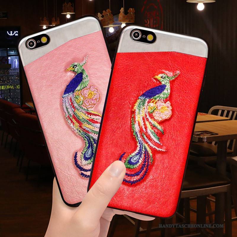 Hülle iPhone 6/6s Plus Weiche Stickerei Anti-sturz, Case iPhone 6/6s Plus Schutz Trendmarke Rosa