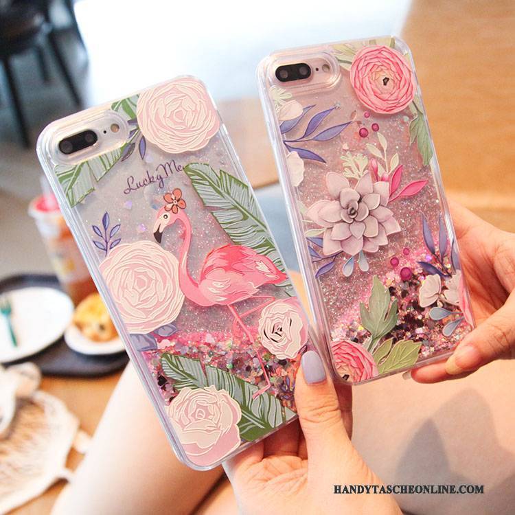 Hülle iPhone 7 Plus Farbe Blumen Pulver, Case iPhone 7 Plus Vogel Treibsand