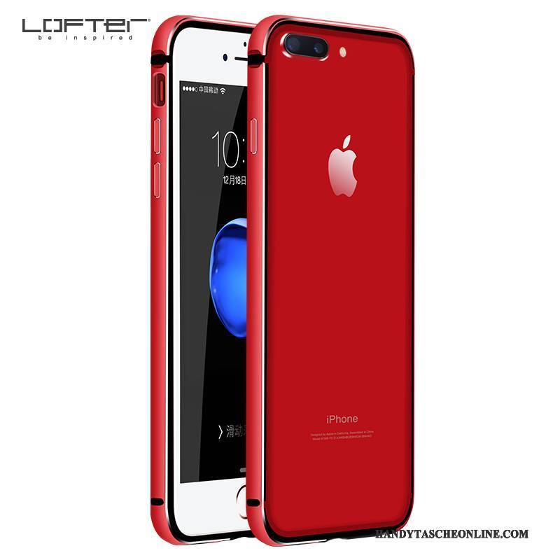 Hülle iPhone 7 Plus Metall Grenze Rot, Case iPhone 7 Plus Kreativ Handyhüllen