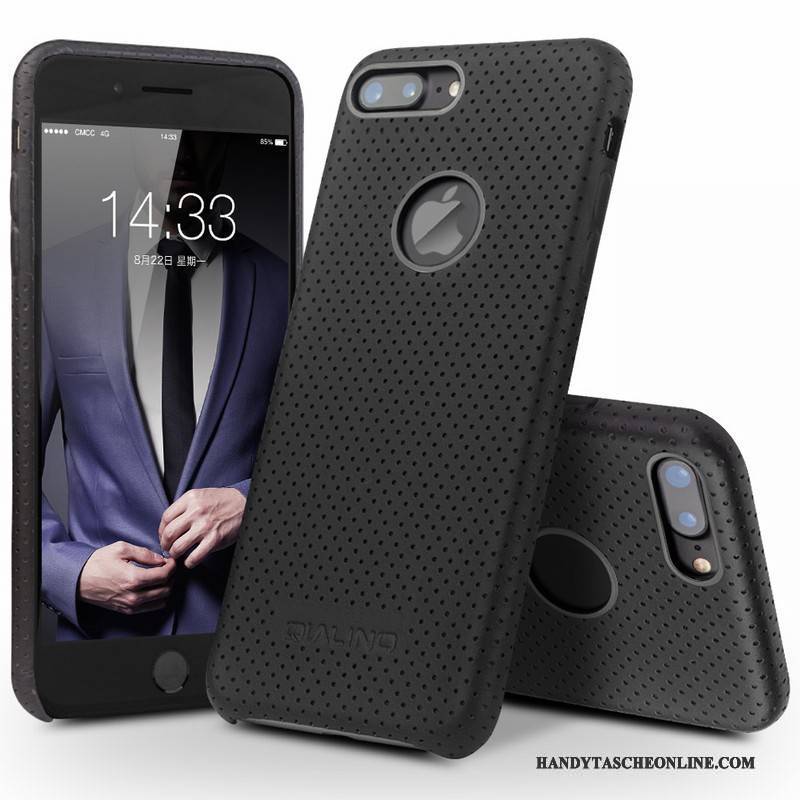 Hülle iPhone 7 Plus Schutz Business Handyhüllen, Case iPhone 7 Plus Leder Schwarz Hintere Abdeckung