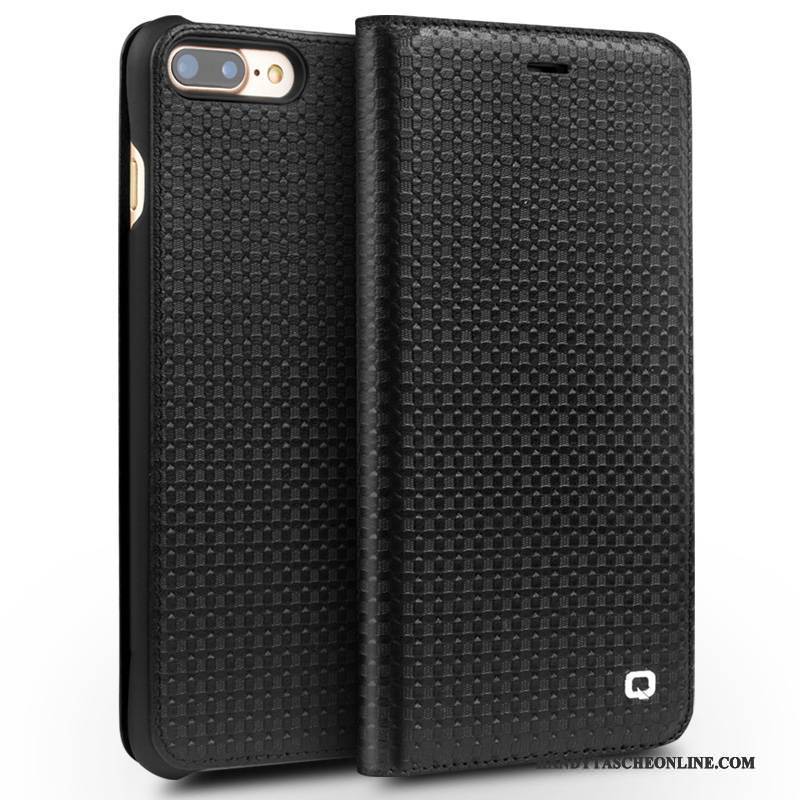 Hülle iPhone 7 Plus Schutz Schwarz Business, Case iPhone 7 Plus Leder Handyhüllen