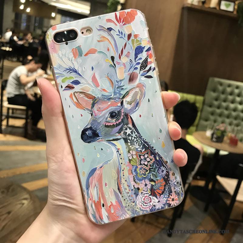 Hülle iPhone 7 Plus Taschen Blau Transparent, Case iPhone 7 Plus Kreativ Handyhüllen Anti-sturz