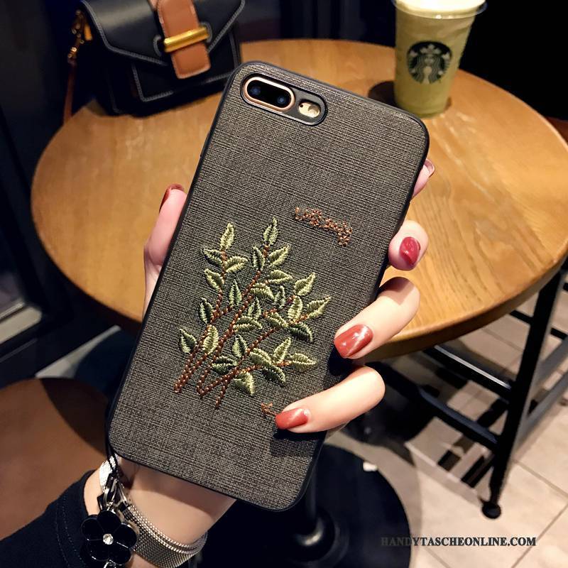 Hülle iPhone 7 Plus Taschen Stickerei Anti-sturz, Case iPhone 7 Plus Kreativ Schwarz Hängende Verzierungen
