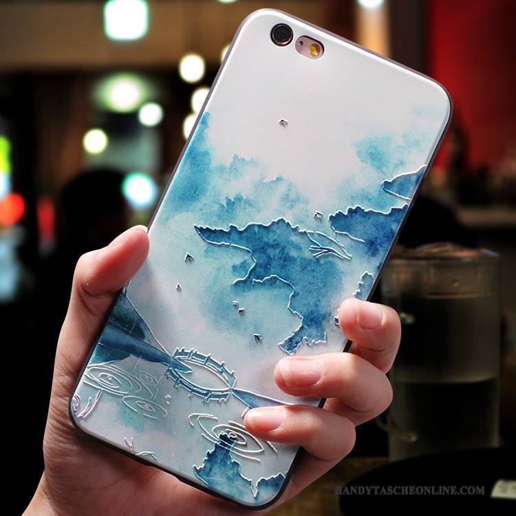 Hülle iPhone 7 Taschen Hängende Verzierungen Chinesische Art, Case iPhone 7 Silikon Einfach Blau