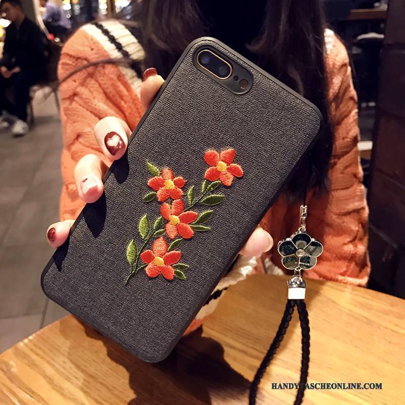 Hülle iPhone 7 Weiche Einfach Stickerei, Case iPhone 7 Schutz Blumen Hängende Verzierungen