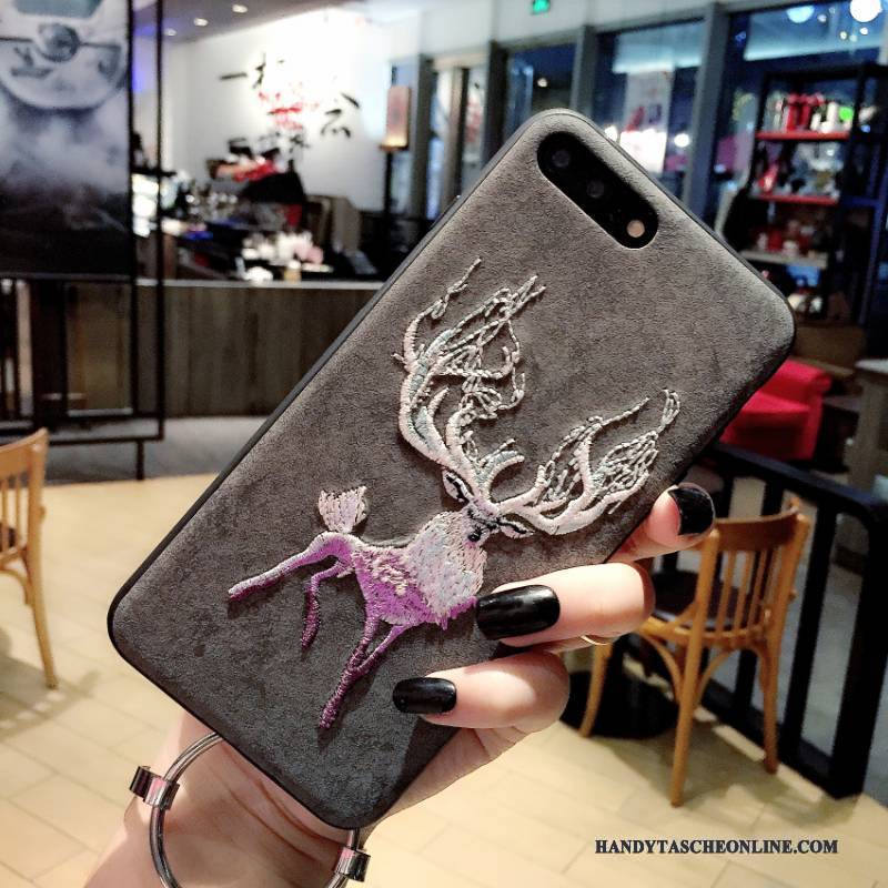 Hülle iPhone 7 Weiche Stickerei Handyhüllen, Case iPhone 7 Schutz Grau Einfach