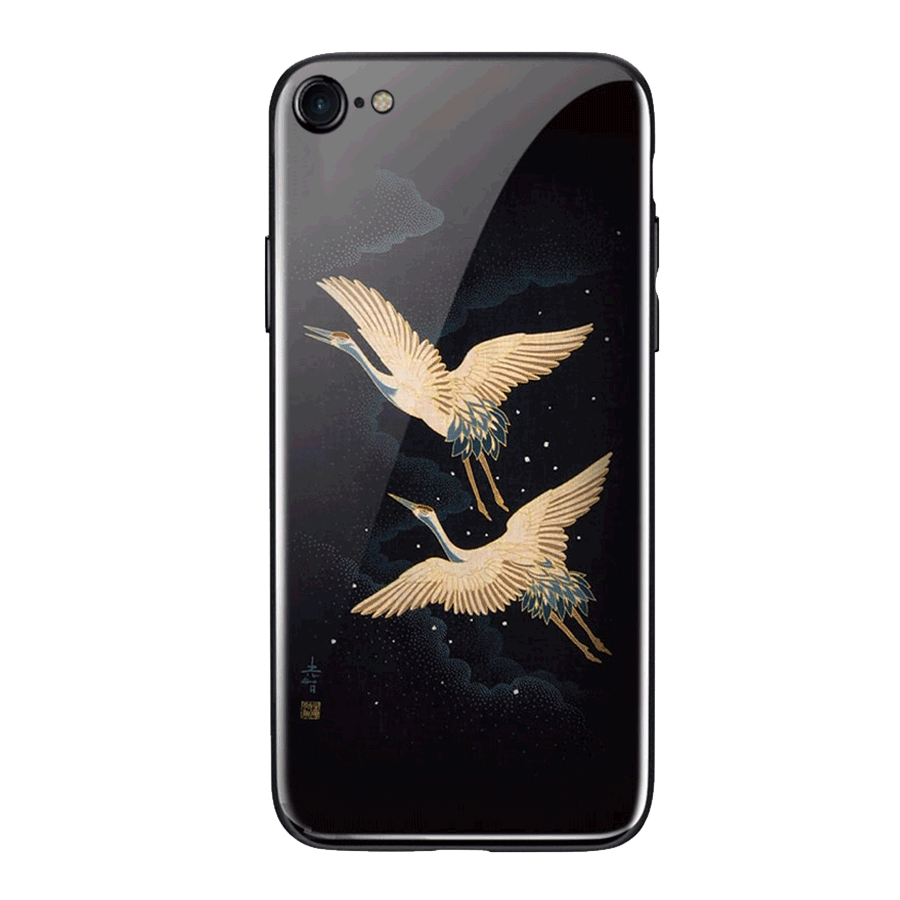 Hülle iPhone 8 Kreativ Handyhüllen Gelb, Case iPhone 8 Gehärtetes Glas Anti-sturz