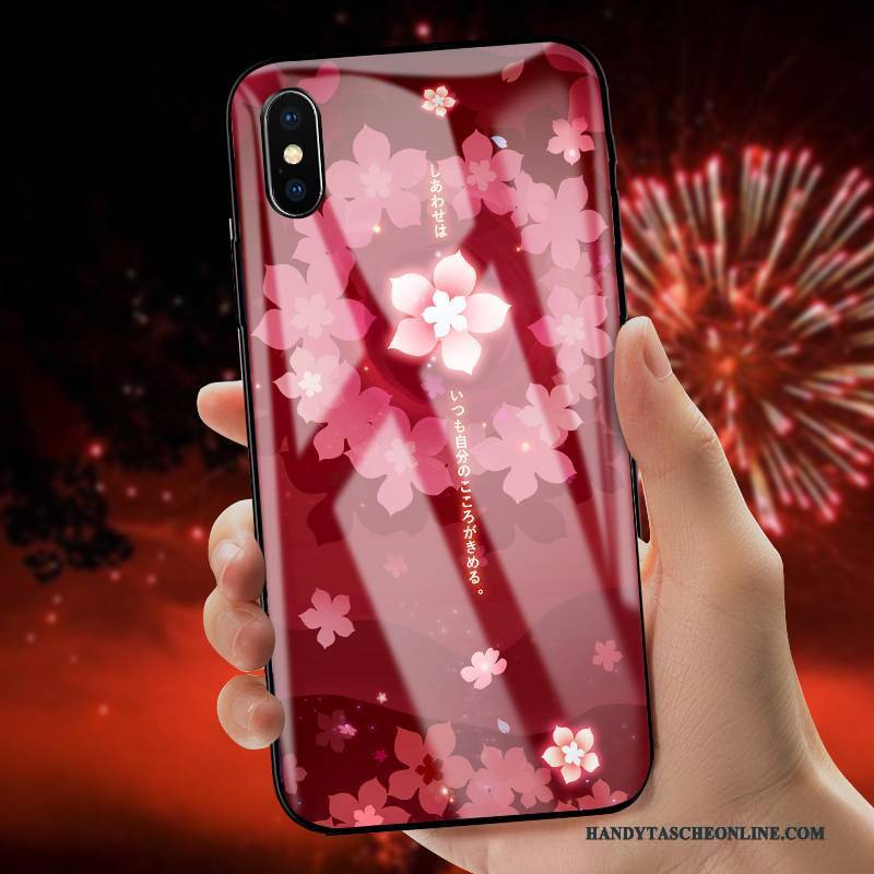 Hülle iPhone 8 Plus Glas Anti-sturz, Case iPhone 8 Plus Rot Trendmarke