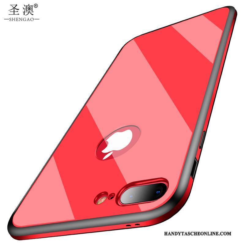 Hülle iPhone 8 Plus Metall Trend Anti-sturz, Case iPhone 8 Plus Silikon Rot Handyhüllen