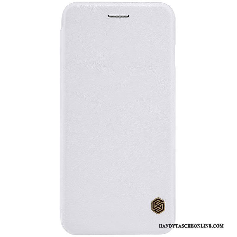 Hülle iPhone 8 Plus Schutz Anti-sturz Pu, Case iPhone 8 Plus Lederhülle Weiß