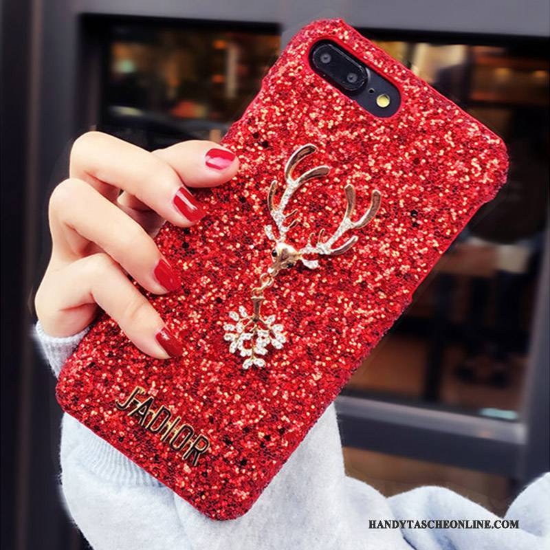 Hülle iPhone 8 Plus Strass Handyhüllen Rot, Case iPhone 8 Plus Strasssteinen Glänzend Netto Rot