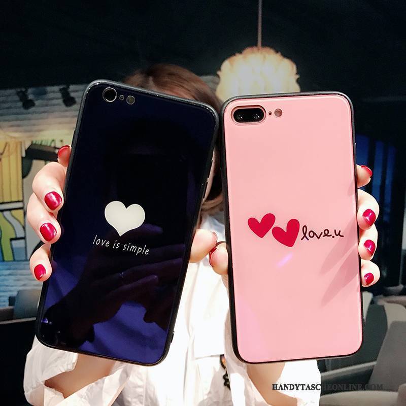 Hülle iPhone 8 Plus Taschen Persönlichkeit Blau, Case iPhone 8 Plus Silikon Glas Schwarz