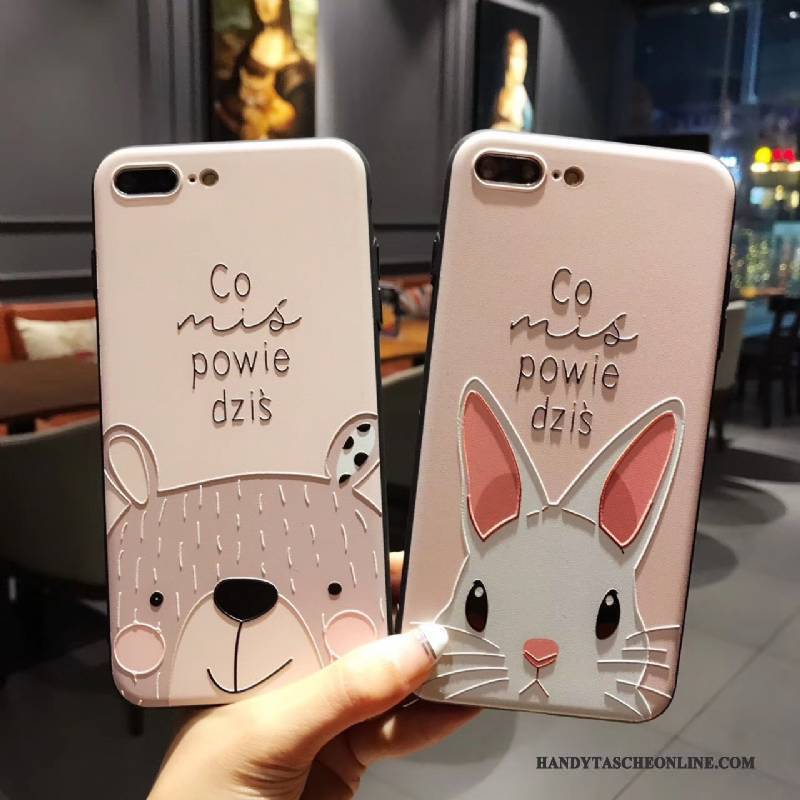 Hülle iPhone 8 Plus Taschen Rosa Handyhüllen, Case iPhone 8 Plus Schutz Häschen Hängende Verzierungen