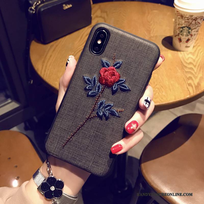 Hülle iPhone 8 Plus Weiche Hängende Verzierungen Handyhüllen, Case iPhone 8 Plus Schutz Anti-sturz Schwarz
