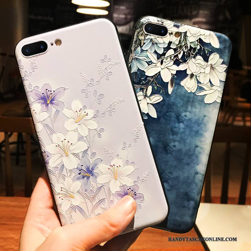 Hülle iPhone 8 Retro Schönheit Handyhüllen, Case iPhone 8 Taschen Elegant Blau