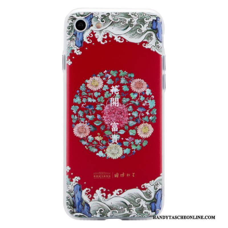Hülle iPhone 8 Schutz Handyhüllen Chinesische Art, Case iPhone 8 Kunst Rot