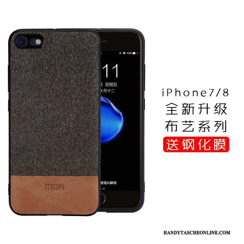 Hülle iPhone 8 Taschen Anti-sturz Grau, Case iPhone 8 Silikon Handyhüllen Stoff