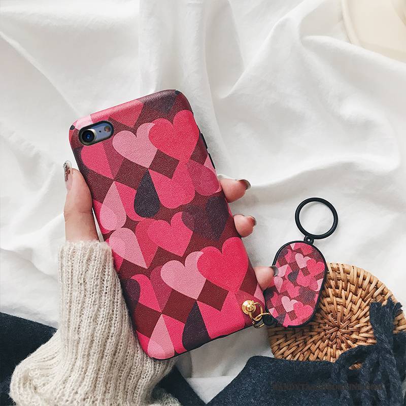 Hülle iPhone 8 Taschen Hängende Verzierungen Anti-sturz, Case iPhone 8 Handyhüllen Rot