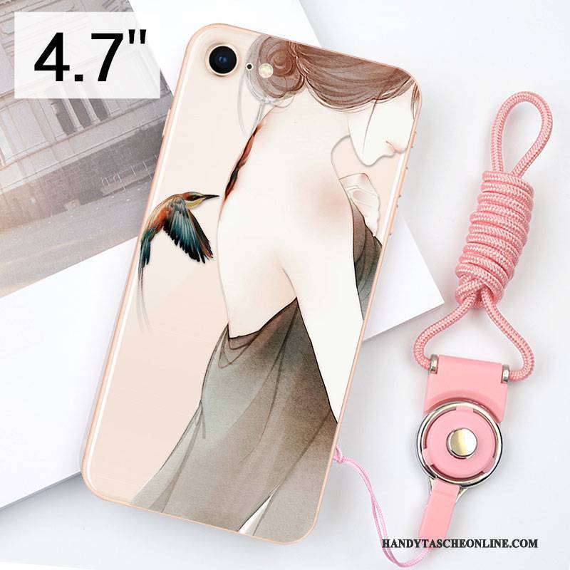 Hülle iPhone 8 Taschen Transparent Handyhüllen, Case iPhone 8 Silikon Rosa Grün