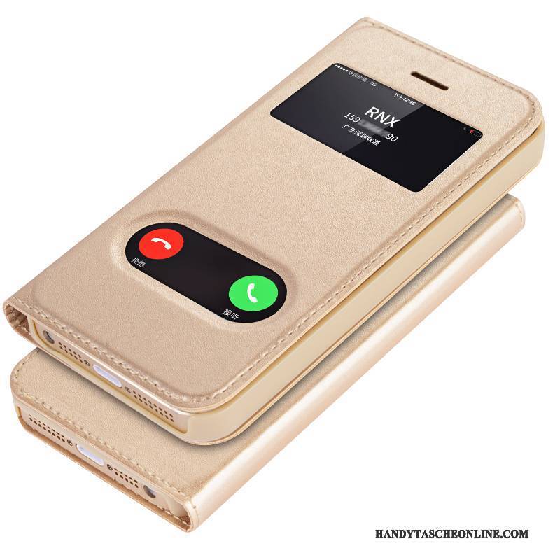 Hülle iPhone Se Lederhülle Gold Persönlichkeit, Case iPhone Se Schutz Schlank Anti-sturz