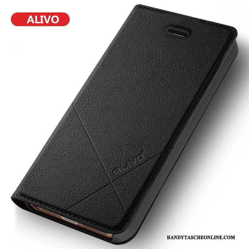 Hülle iPhone Se Lederhülle Trend Handyhüllen, Case iPhone Se Taschen Anti-sturz Schwarz