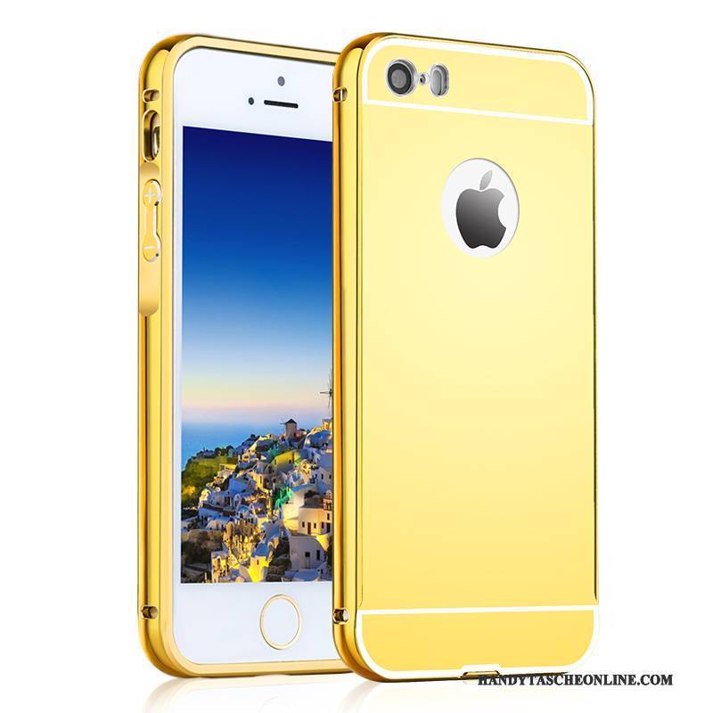 Hülle iPhone Se Taschen Spiegel Herz, Case iPhone Se Metall Wind Handyhüllen
