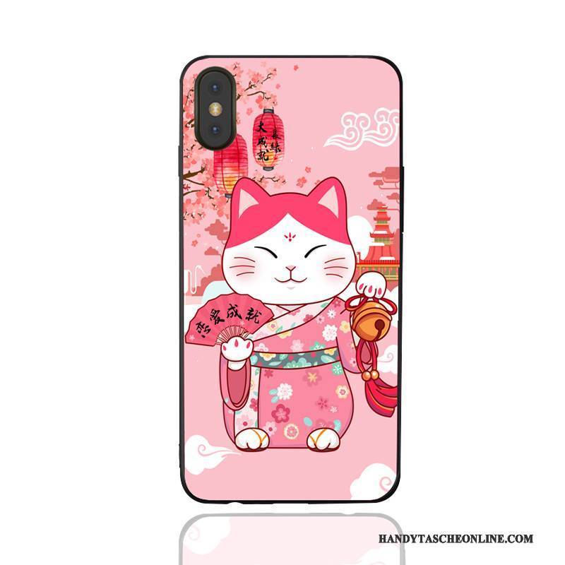 Hülle iPhone X Gemalt Neu Anti-sturz, Case iPhone X Prägung Rosa Katzen