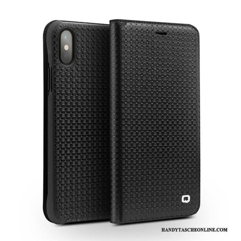 Hülle iPhone X Leder Handyhüllen Business, Case iPhone X Mode Schwarz