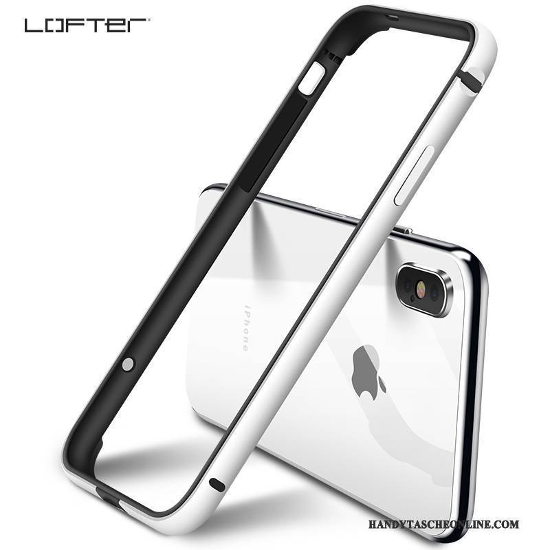Hülle iPhone X Metall Grenze Silber, Case iPhone X Kreativ Persönlichkeit Anti-sturz