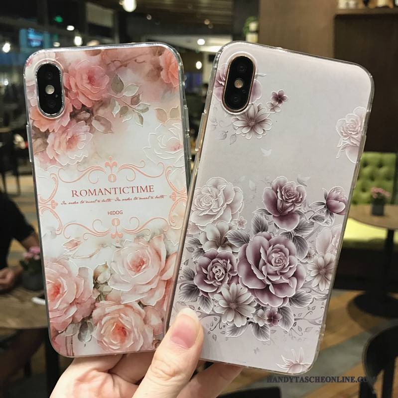 Hülle iPhone X Prägung Handyhüllen Rosa, Case iPhone X Weiche Hängende Verzierungen Lila