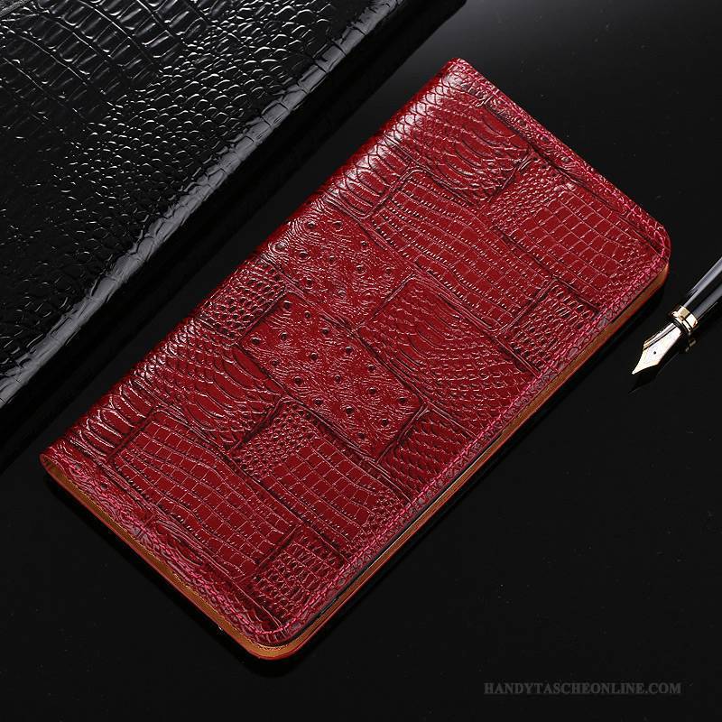 Hülle iPhone X Schutz Gold Handyhüllen, Case iPhone X Leder Weinrot