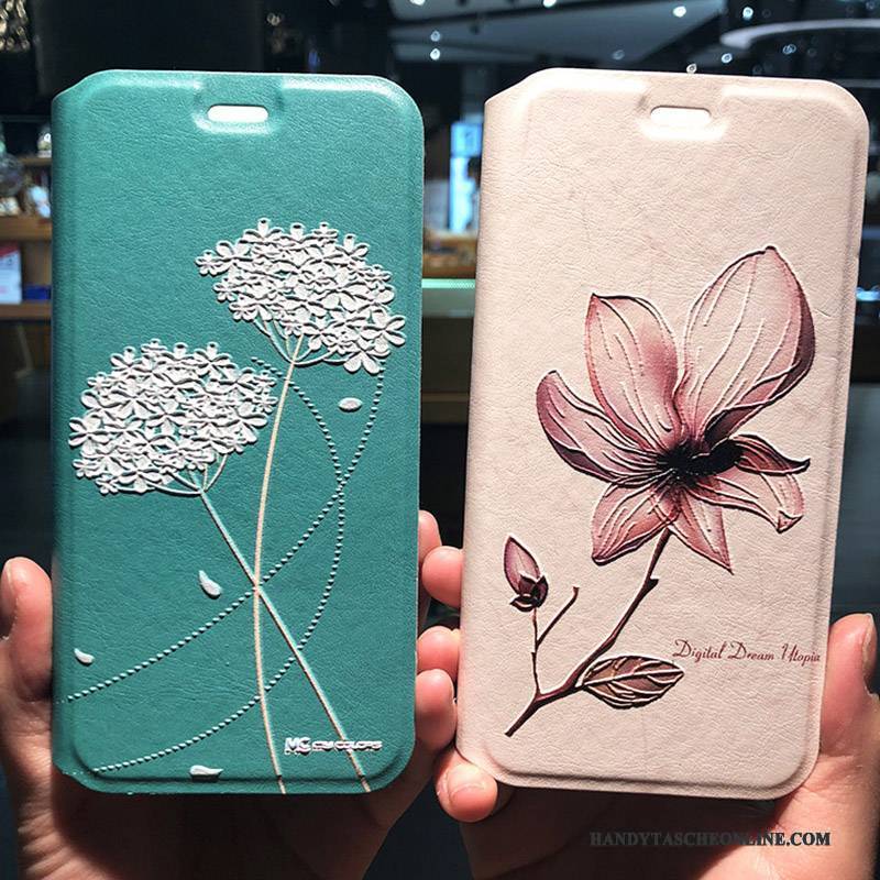 Hülle iPhone X Schutz Rosa Anti-sturz, Case iPhone X Folio Grün