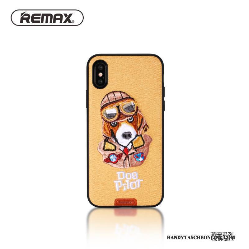 Hülle iPhone X Taschen Anti-sturz Schwer, Case iPhone X Schutz Handyhüllen Stickerei