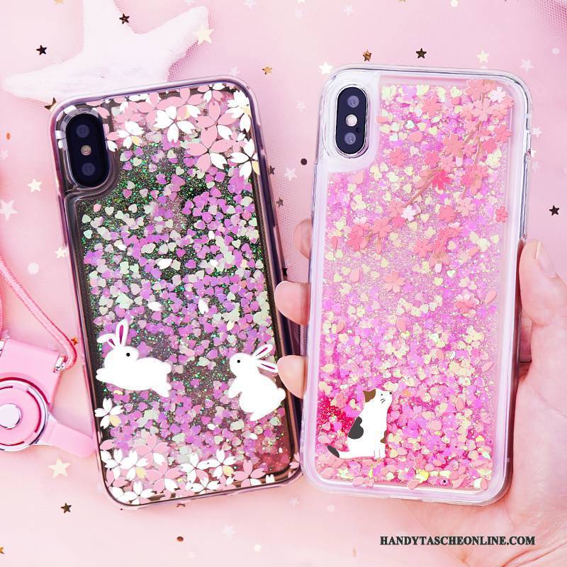 Hülle iPhone X Taschen Rosa Flüssigkeit, Case iPhone X Silikon Anti-sturz Handyhüllen