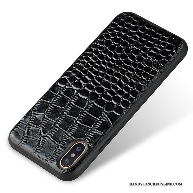 Hülle iPhone X Taschen Schwarz Neu, Case iPhone X Leder Anti-sturz Handyhüllen