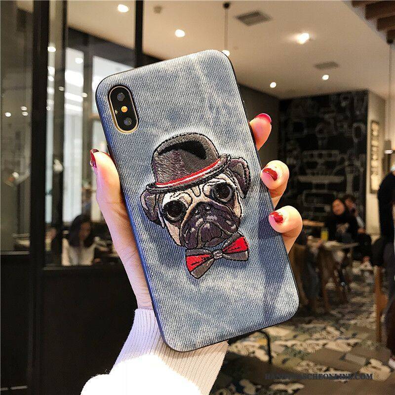 Hülle iPhone X Weiche Grau Anti-sturz, Case iPhone X Taschen Neu Stickerei