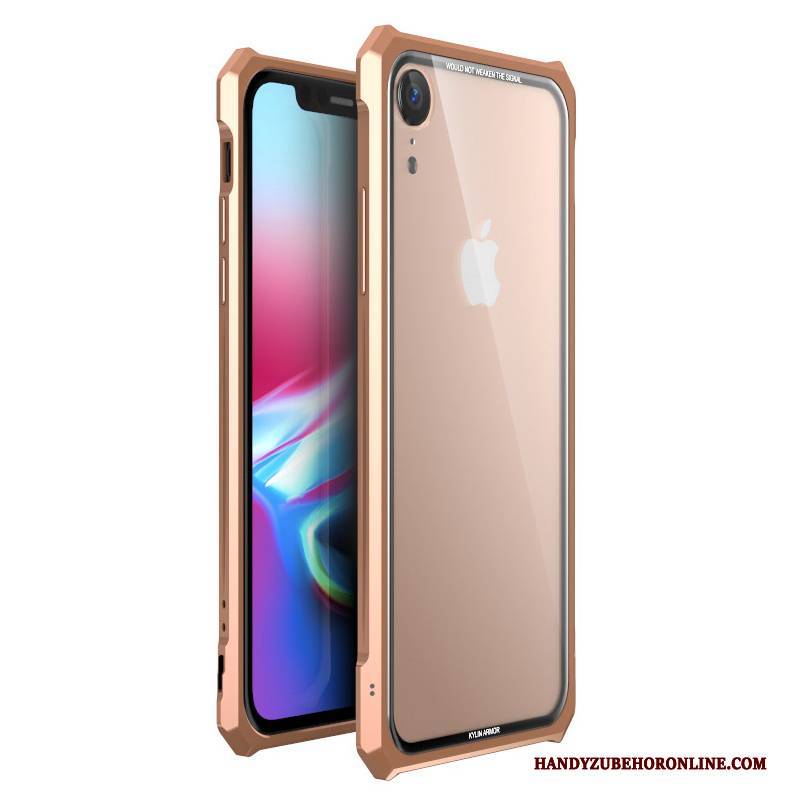 Hülle iPhone Xr Metall Transparent Gold, Case iPhone Xr Schutz Grenze Trend