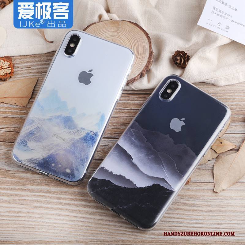 Hülle iPhone Xs Kreativ Transparent Schwarz, Case iPhone Xs Silikon Hängende Verzierungen Handyhüllen