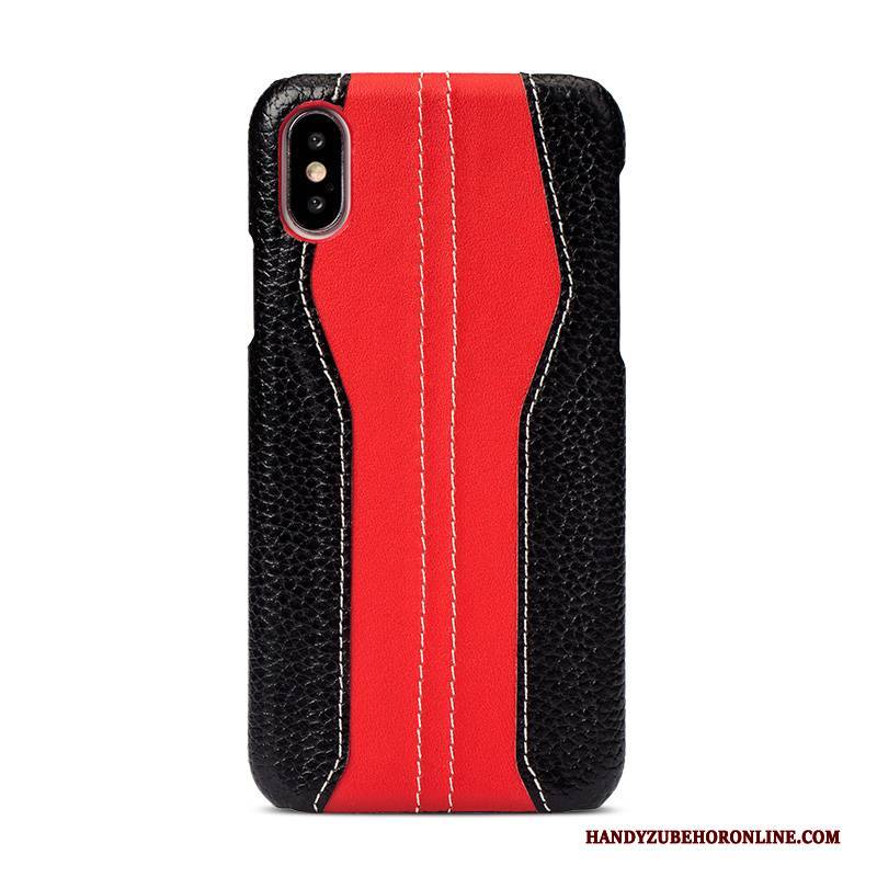 Hülle iPhone Xs Max Leder Trendmarke Handyhüllen, Case iPhone Xs Max Mode Rot Neu