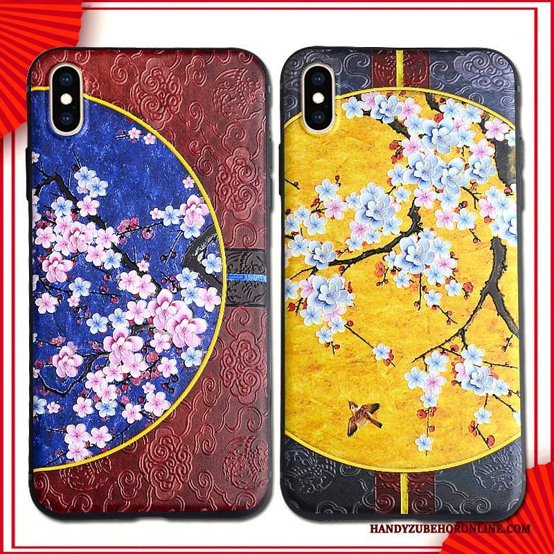 Hülle iPhone Xs Max Prägung Handyhüllen Chinesische Art, Case iPhone Xs Max Kreativ Persönlichkeit Palast